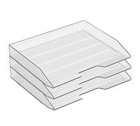 Acrimet 3 Tier Paper Organizer Letter Tray - Plastic Stackable Desk File Organizer, Side Load Paper Sorter for Letter/A4 Office File Folder Holder - Clear Crystal