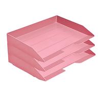 Acrimet 3 Tier Paper Organizer Letter Tray - Plastic Stackable Desk File Organizer, Side Load Paper Sorter for Letter/A4 Office File Folder Holder - Solid Pink