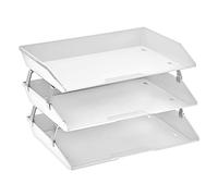 Acrimet 3 Tier Paper Organizer Letter Tray, Side Load Desktop File Sorter for Letter Size & A4 Documents, Stackable System Storage for Office Desk Organization, Plastic, Solid White