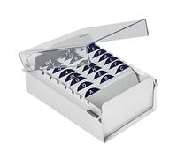 Acrimet 3'' X 5'' Card File Holder Organizer Box Metal Base Heavy Duty (AZ Index Cards 130mm Width x 90mm Height and Divider Included) (White Color with Clear Crystal Plastic Lid Cover)