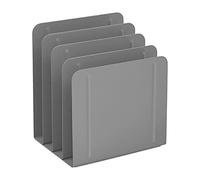 Acrimet 4-Section Vertical Metal File Sorter, Desktop File Organizer for Papers, Folders & Documents, Space-Saving Office Organizer, Silver