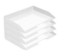 Acrimet 4 Tier Paper Organizer Letter Tray - Plastic Stackable Desk File Organizer, Side Load Paper Sorter for Letter/A4 Office File Folder Holder - White