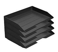 Acrimet 4 Tier Paper Organizer Letter Tray - Plastic Stackable Desk File Organizer, Side Load Paper Sorter for Letter/A4 Office File Folder Holder - Black