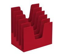 Acrimet 5 Section Incline File Sorter Organizer, Mail, Folder, Letter Desk Organizer, Rack for Office Organization Desktop (Plastic) (Solid Red Color)