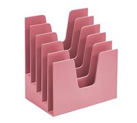 Acrimet 5 Section Incline File Sorter Organizer, Mail, Folder, Letter Desk Organizer, Rack for Office Organization Desktop (Plastic) (Solid Pink Color)