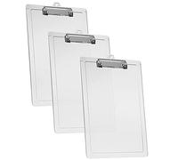 Acrimet A4 Clipboard, Low Profile Clip & Side Rulers, Crystal Clear, 3 Pack | Durable Plastic Clipboard for Office, School, Home, Forms and Daily Use