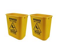 Acrimet Bucket and Wet Floor Sign, Leak Collector Bucket, Caution Wet Floor, Bilingual Safety Sign on Both Sides in English and Spanish, 27 Quart (Plastic) (Yellow Color) (Set of 2)