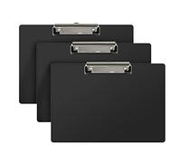 Acrimet Clipboard Landscape Letter Size A4 (23 cm x 34 cm) Low Profile Clip (Plastic) (Black Color) (3 Pack)