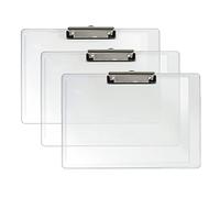 Acrimet Clipboard Landscape Letter Size A4 (23 cm x 34 cm) Low Profile Clip (Plastic) (Clear Crystal Color) (3 Pack)