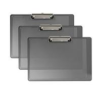 Acrimet Clipboard Landscape Letter Size A4 (23 cm x 34 cm) Low Profile Clip (Plastic) (Clear Grey Color) (3 Pack)