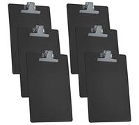 Acrimet Clipboard Letter Size A4 (34 x 24 cm) - Premium Black Plastic with Built-in Side Rulers and Strong Metal Clip, 6 Pack