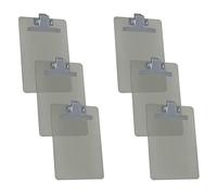 Acrimet Clipboard Memo Size A5 (23,5 cm x 16 cm) Premium Metal Clip (Plastic) (Clear Grey Color) (6 Pack)