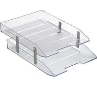 Acrimet Collapsible Articulated Letter Tray A4 2 Tier Plastic Desktop File Organizer (Clear Crystal Color)