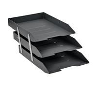 Acrimet Collapsible Articulated Letter Tray A4 3 Tier Plastic Desktop File Organizer (Black Color)
