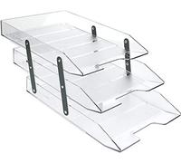 Acrimet Collapsible Articulated Letter Tray A4 3 Tier Plastic Desktop File Organizer (Clear Crystal Color)
