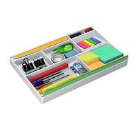 Acrimet Desk Drawer Organizer Tray with 8 compartments Bin Multi-Purpose for Desk Supplies and Accessories (Plastic) (White Color)