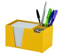 Acrimet Desktop Organizer Pencil Paper Clip Caddy Holder (Plastic) (with Paper) (Solid Yellow Color)