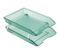 Acrimet Facility 2 Tier Letter Tray, Front Load, Letter Size/A4, Desktop File Organizer, Plastic (Clear Green Color)