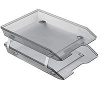 Acrimet Facility 2 Tier Letter Tray, Front Load, Letter Size/A4, Desktop File Organizer, Plastic (Clear Grey Color)