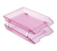 Acrimet Facility 2 Tier Letter Tray, Front Load, Letter Size/A4, Desktop File Organizer, Plastic (Solid Pink Color)