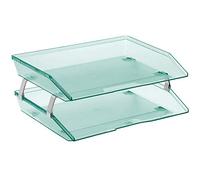 Acrimet Facility 2 Tier Letter Tray, Side Load, Letter Size/A4, Desktop File Organizer, Plastic (Clear Green Color)