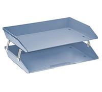 Acrimet Facility 2 Tier Letter Tray, Side Load, Letter Size/A4, Desktop File Organizer, Plastic (Solid Blue Color)