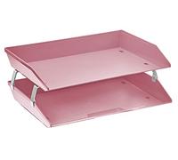 Acrimet Facility 2 Tier Letter Tray, Side Load, Letter Size/A4, Desktop File Organizer, Plastic (Solid Pink Color)