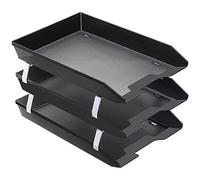 Acrimet Facility 3 Tier Letter Tray, Front Load, Letter Size/A4, Desktop File Organizer, Plastic (Black Color)