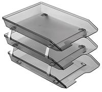 Acrimet Facility 3 Tier Letter Tray, Front Load, Letter Size/A4, Desktop File Organizer, Plastic (Clear Grey Color)