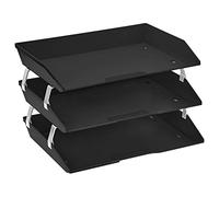 Acrimet Facility 3 Tier Letter Tray, Side Load, Letter Size/A4, Desktop File Organizer, Plastic (Black Color)