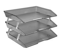 Acrimet Facility 3 Tier Letter Tray, Side Load, Letter Size/A4, Desktop File Organizer, Plastic (Clear Grey Color)
