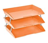 Acrimet Facility 3 Tier Letter Tray, Side Load, Letter Size/A4, Desktop File Organizer, Plastic (Orange Citrus Color)