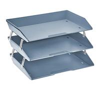 Acrimet Facility 3 Tier Letter Tray, Side Load, Letter Size/A4, Desktop File Organizer, Plastic (Solid Blue Color)