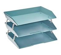 Acrimet Facility 3 Tier Letter Tray, Side Load, Letter Size/A4, Desktop File Organizer, Plastic (Solid Green Color)