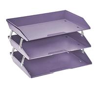 Acrimet Facility 3 Tier Letter Tray, Side Load, Letter Size/A4, Desktop File Organizer, Plastic (Solid Purple Color)