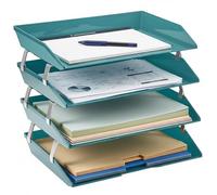 Acrimet Facility 4 Tier Letter Tray - Side Load A4/Letter Desktop File Organiser, Plastic, Solid Green