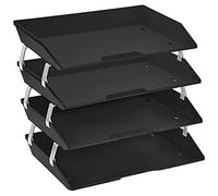 Acrimet Facility 4 Tier Letter Tray, Side Load, Letter Size/A4, Desktop File Organizer, Plastic (Black)