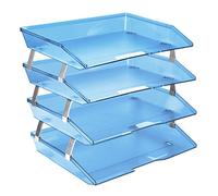 Acrimet Facility 4 Tier Letter Tray, Side Load, Letter Size/A4, Desktop File Organizer, Plastic (Clear Blue)
