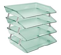 Acrimet Facility 4 Tier Letter Tray, Side Load, Letter Size/A4, Desktop File Organizer, Plastic (Clear Green Color)