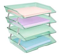 Acrimet Facility 4 Tier Letter Tray, Side Load, Letter Size/A4, Desktop File Organizer, Plastic (Clear Green Color)