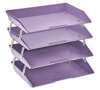 Acrimet Facility 4 Tier Letter Tray, Side Load, Letter Size/A4, Desktop File Organizer, Plastic (Solid Purple)