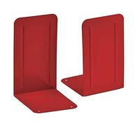 Acrimet Heavy Duty Metal Bookends, Non-Skid Book Stoppers for Shelves, Durable Desk & Office Book Holders, Strong Support for Books, Files & Notebooks, 17.5 cm H x 10 cm W x 11.5 cm D, Red (1 Pair)