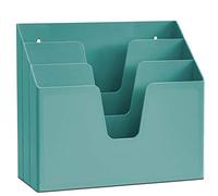 Acrimet Horizontal Triple File Folder Holder, Open Top Desktop Document Sorter for Letter Size Papers & Folders, Plastic (Solid Green)