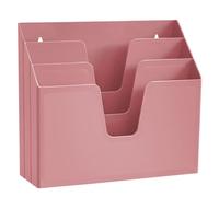Acrimet Horizontal Triple File Folder Holder Organizer, Open Top Desktop Document Sorter for Letter Size Papers & Folders, Plastic (Solid Pink)
