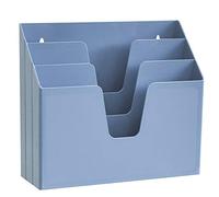 Acrimet Horizontal Triple File Folder Holder Organizer, Open Top Desktop Document Sorter for Letter Size Papers & Folders, Plastic (Solid Blue)