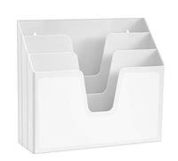 Acrimet Horizontal Triple File Folder Holder Organizer, Open Top Desktop Document Sorter for Letter Size Papers & Folders, Plastic (White)
