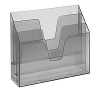 Acrimet Horizontal Triple File Folder Holder Organizer, Open Top Desktop Document Sorter for Letter Size Papers & Folders, Plastic (Smoke)