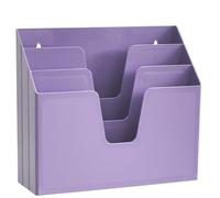 Acrimet Horizontal Triple File Folder Holder Organizer, Open Top Desktop Document Sorter for Letter Size Papers & Folders, Plastic (Purple)