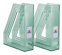Acrimet Magazine File Holder, Durable Rack, Space-Saving Organizer (Plastic) (Clear Green Color) (2 pack)