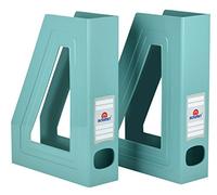 Acrimet Magazine File Holder, Durable Rack, Space-Saving Organizer (Plastic) (Solid Green Color) (2 pack)